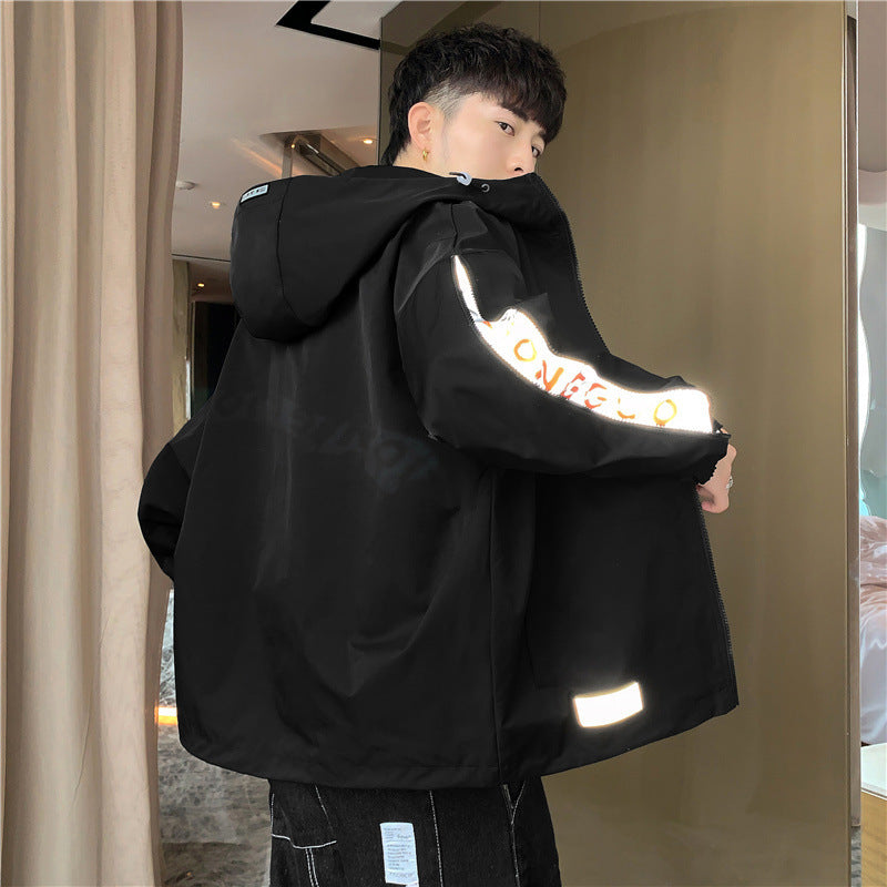 Men's Lightweight Hooded Jacket in Oversize Sports Style with Sleeve Zippers Chichicherry
