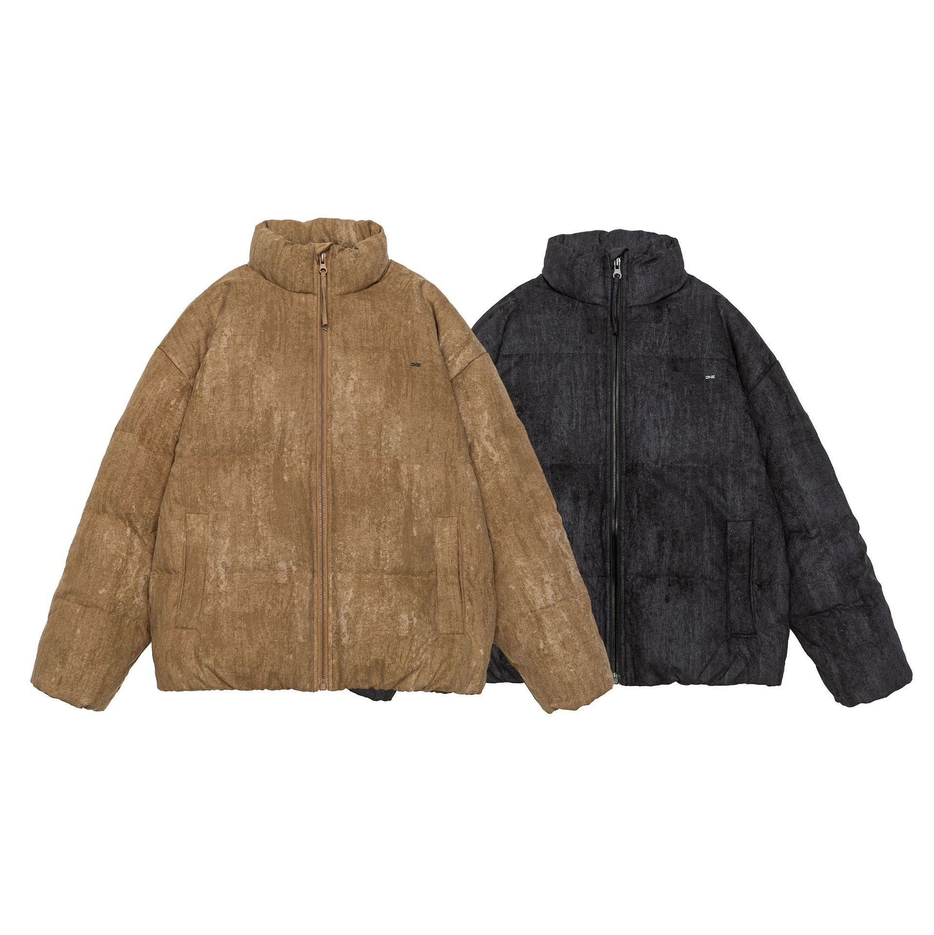 Men's Oversize Quilted Thermal Puffer Jacket with High Stand Collar Chichicherry