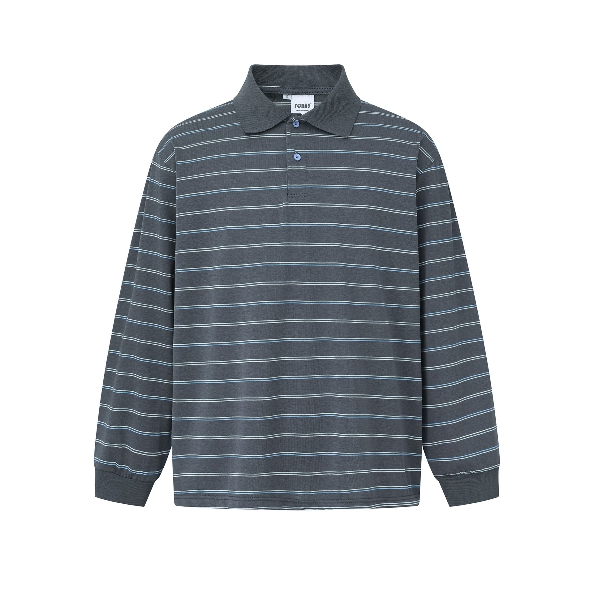 Men's long sleeve polo shirt in oversized cut with fine stripes and ribbed collar Chichicherry