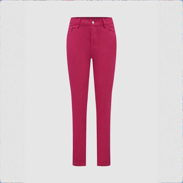 Women High-waisted Thermo-Sculpting Skinny Jeans with Fleece Lining and Shaping Stretch Band Chichicherry