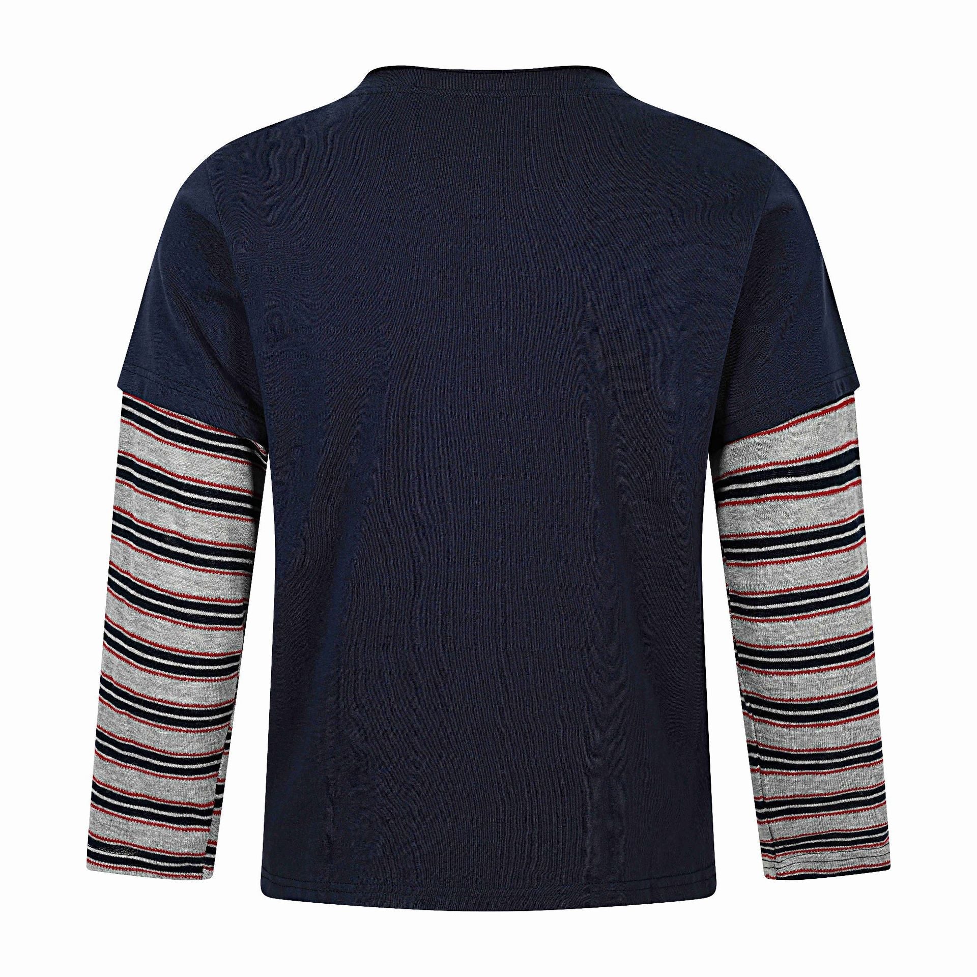 Men's Long Layering Long Sleeve with Star Application and Striped Under Sleeves Chichicherry