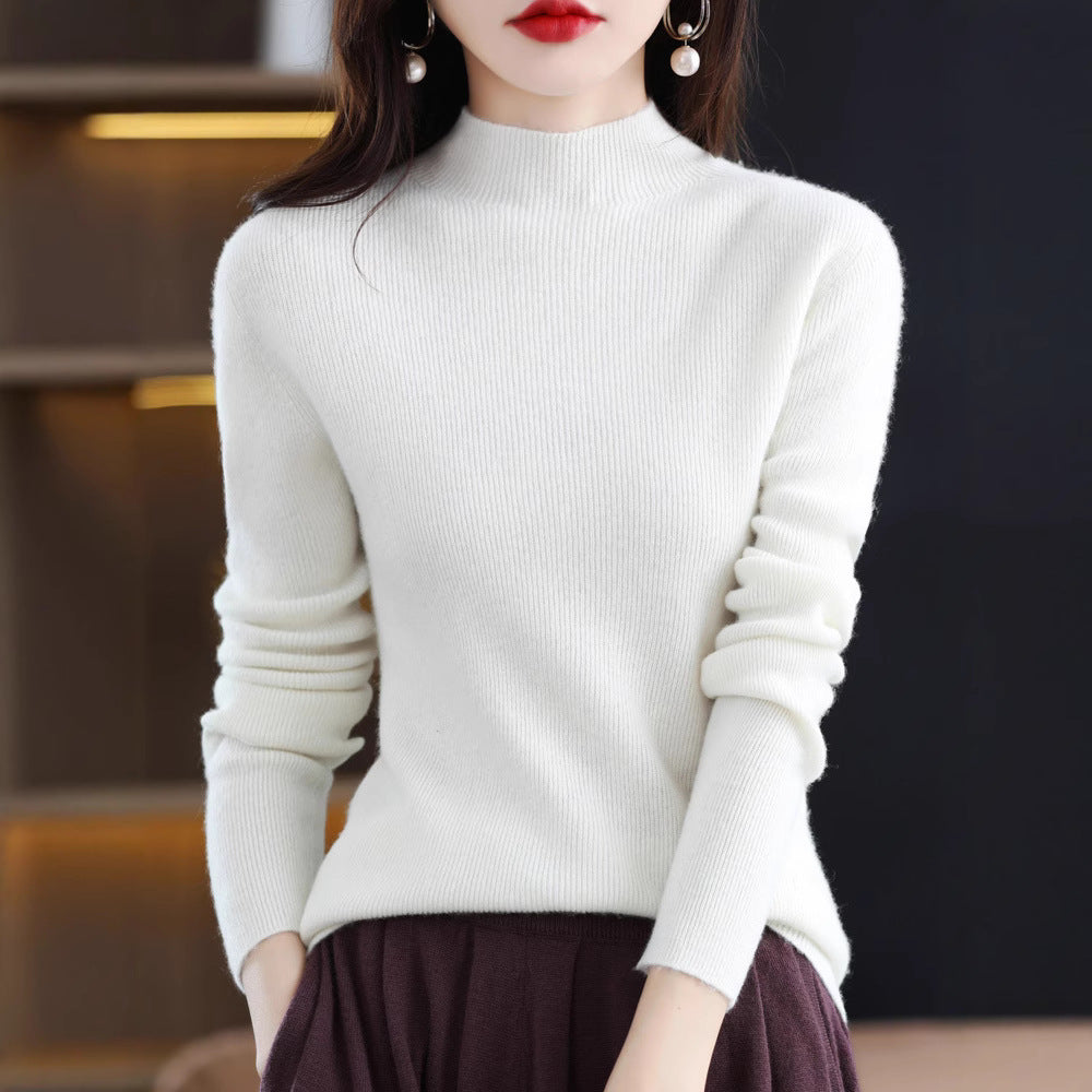 Women's slim fit mock neck sweater made of cashmere-like fine knit Chichicherry