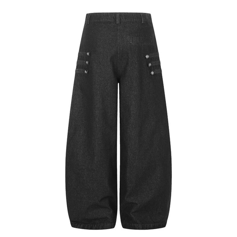 Women High-Waisted Balloon Culotte Jeans with Elastic Hem Chichicherry
