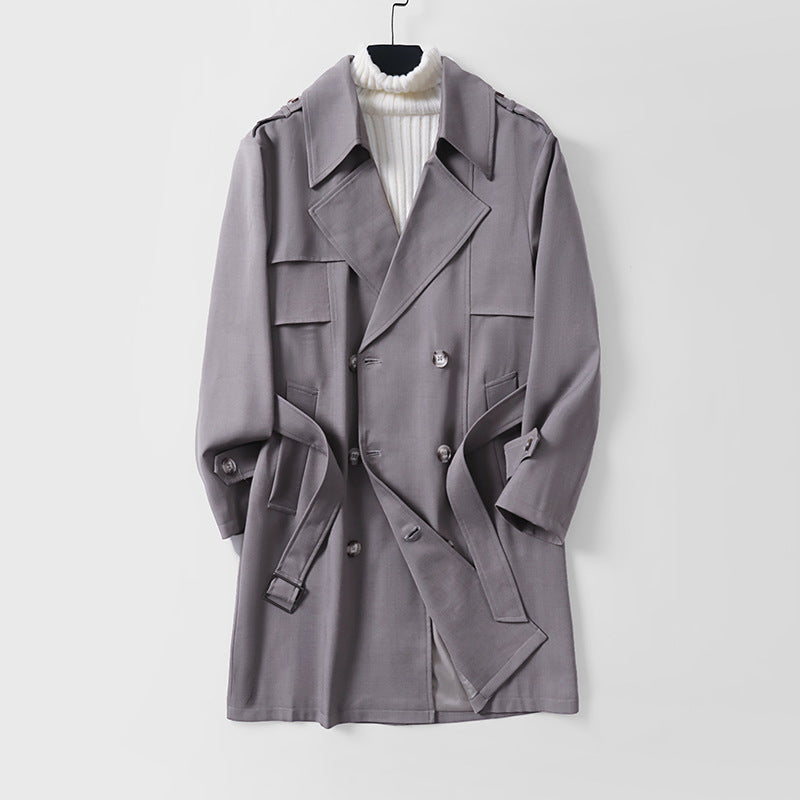 Women's Modern Short Coat in Trench Style with Double-Breasted Button Placket and Epaulettes Chichicherry