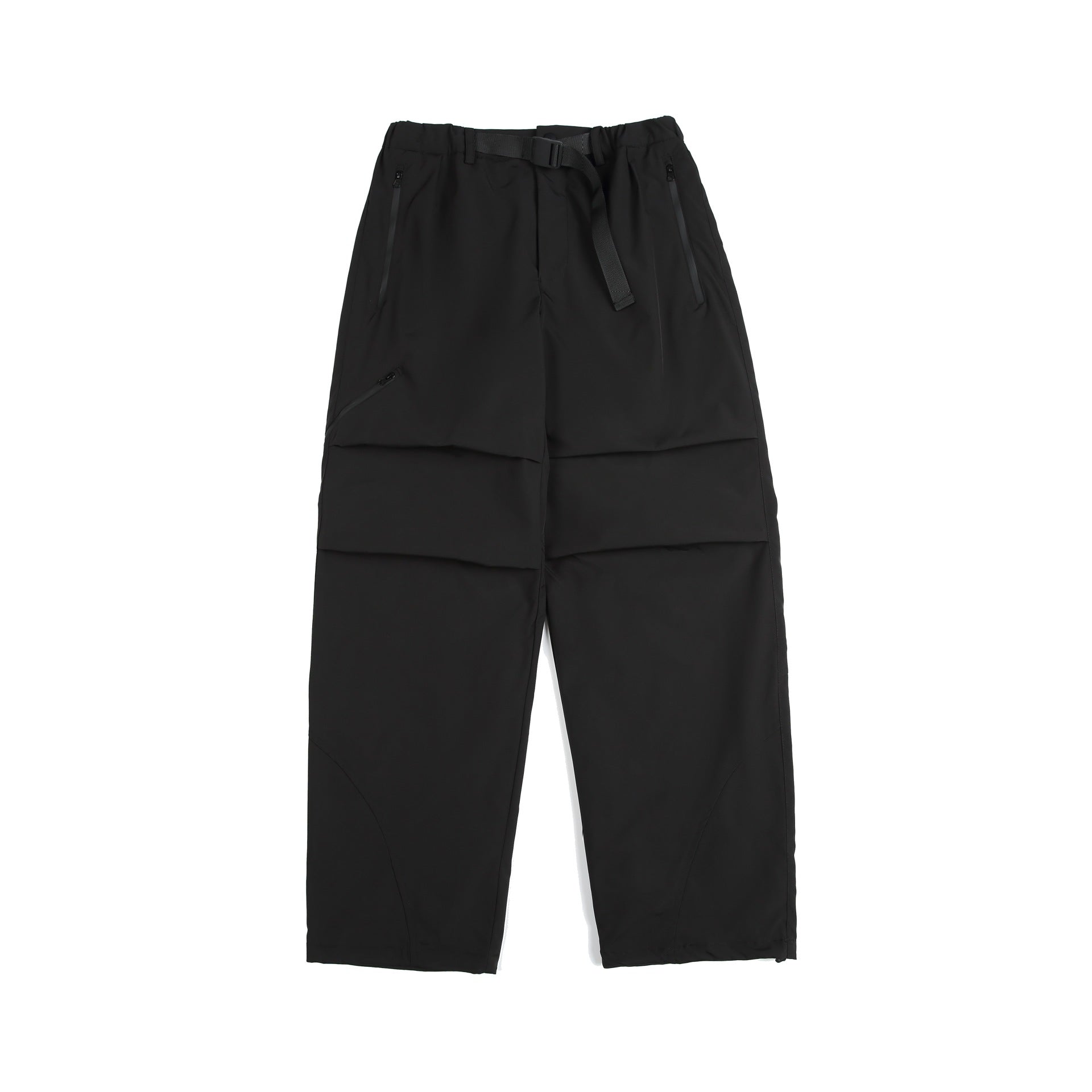 Unisex Technical Cargo Capri Pants with Elastic Waistband, Integrated Belt and Waterproof Zippers Chichicherry