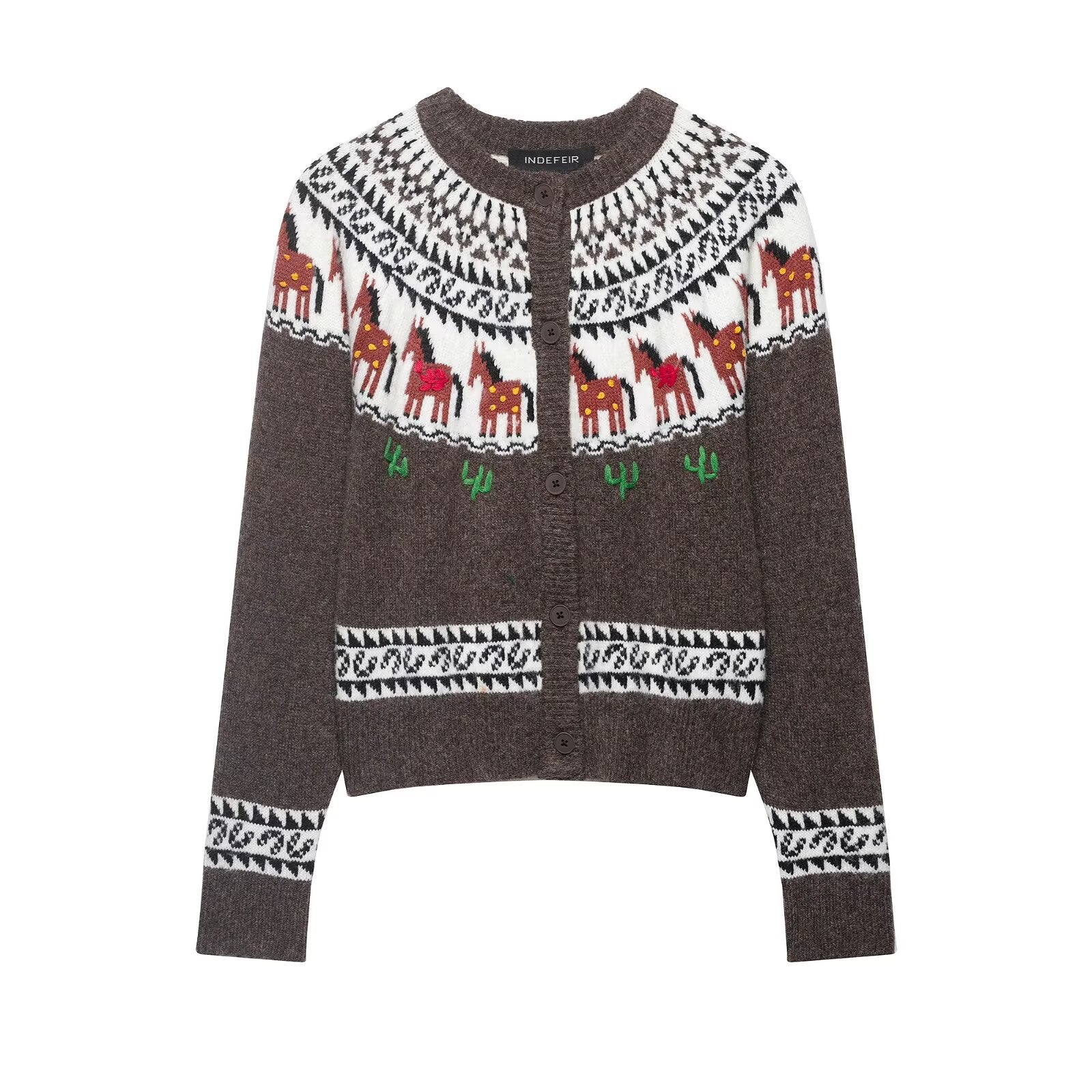 Women’s fine knit cardigan with crocheted Peter Pan collar Chichicherry