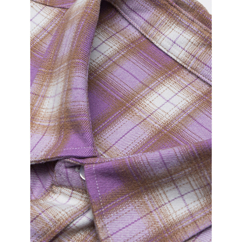 Women Oversized Check Shirt with Longline Cut, Chest Pocket and Rounded Hem Chichicherry