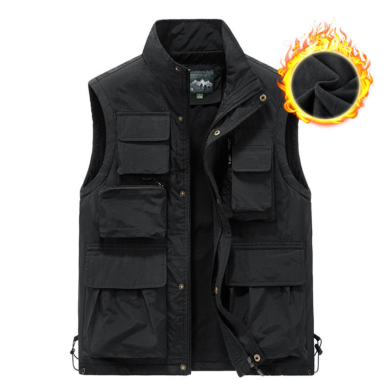 Men's multifunctional outdoor vest with teddy fleece lining and numerous pockets Chichicherry