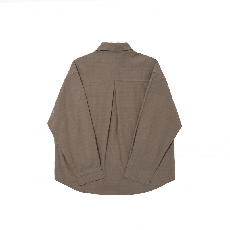 Men's boxy shirt with fine grid structure, boxy silhouette, and patch breast pocket Chichicherry
