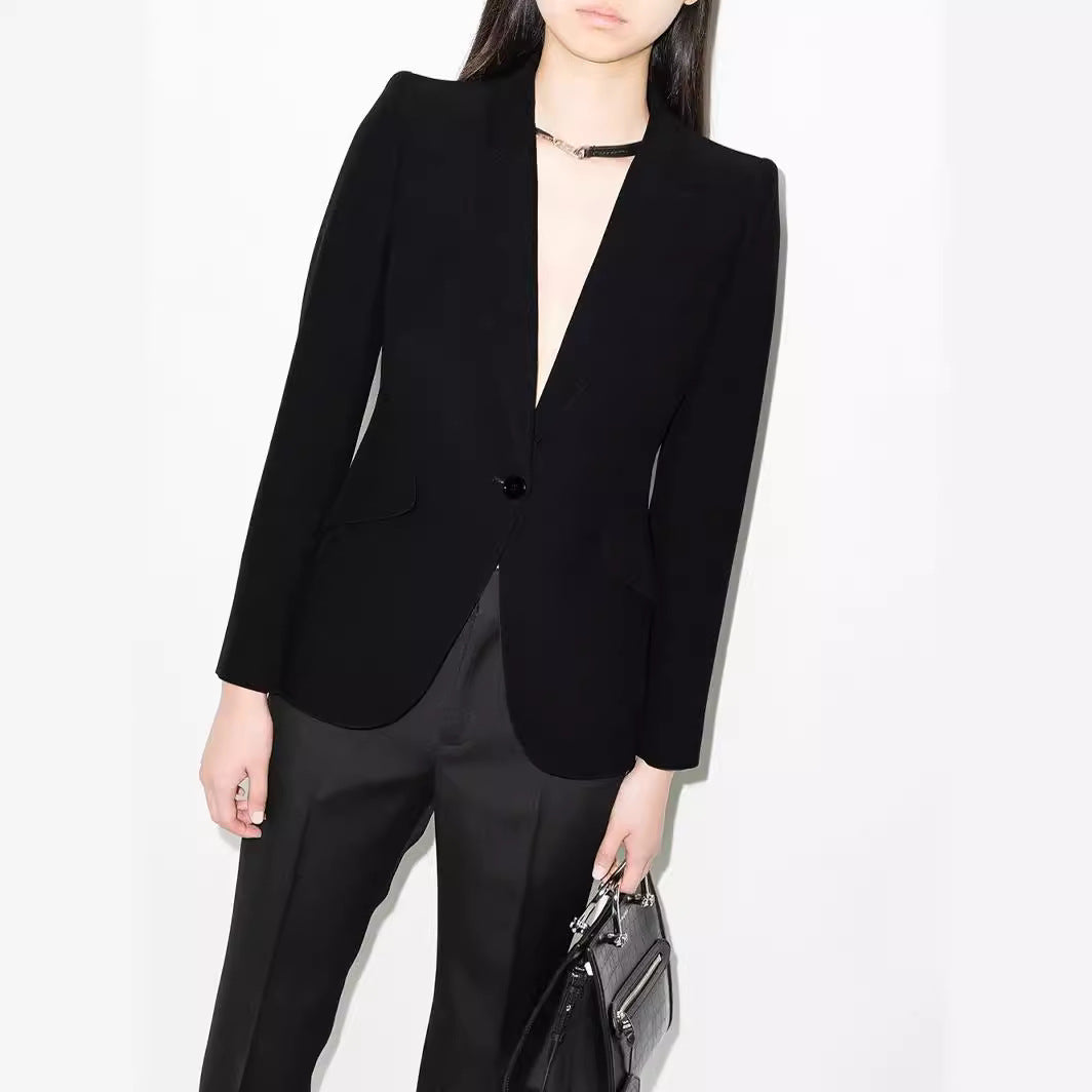 Women's vegan leather pants in straight cut with high waist and subtle bootcut Chichicherry