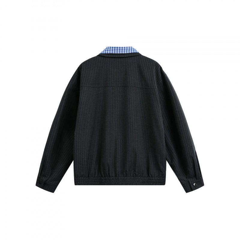 Men's boxy transitional jacket with pinstripes and contrasting shirt collar Chichicherry