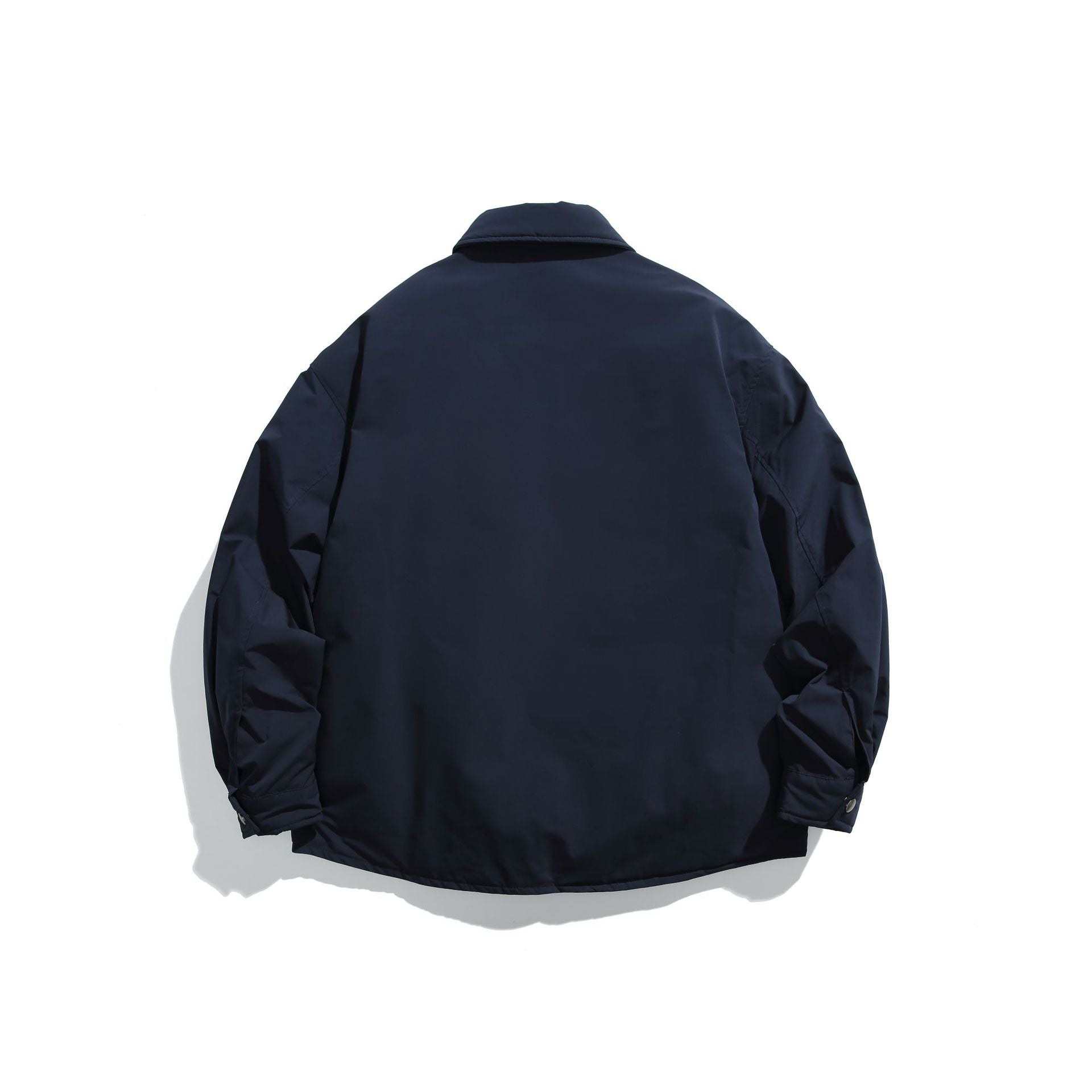 Unisex Padded Coach Jacket with Check Lining and Snap Button Placket Chichicherry