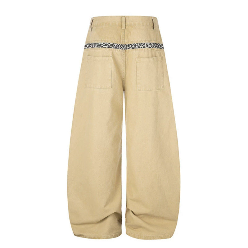 Women Extra Wide Palazzo Trousers with High Waist, Cargo Pockets and Decorative Keychain Chichicherry