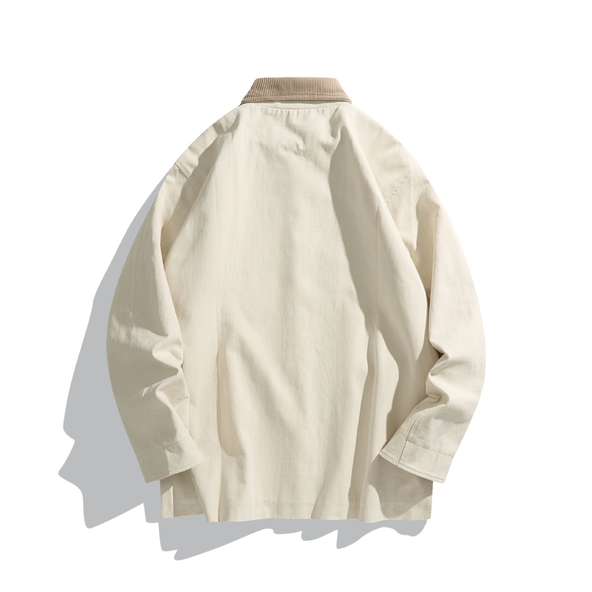 Unisex Short-Cut Boxy Canvas Jacket with Cord Collar, Snap Button Front and Utility Patch Pockets Chichicherry