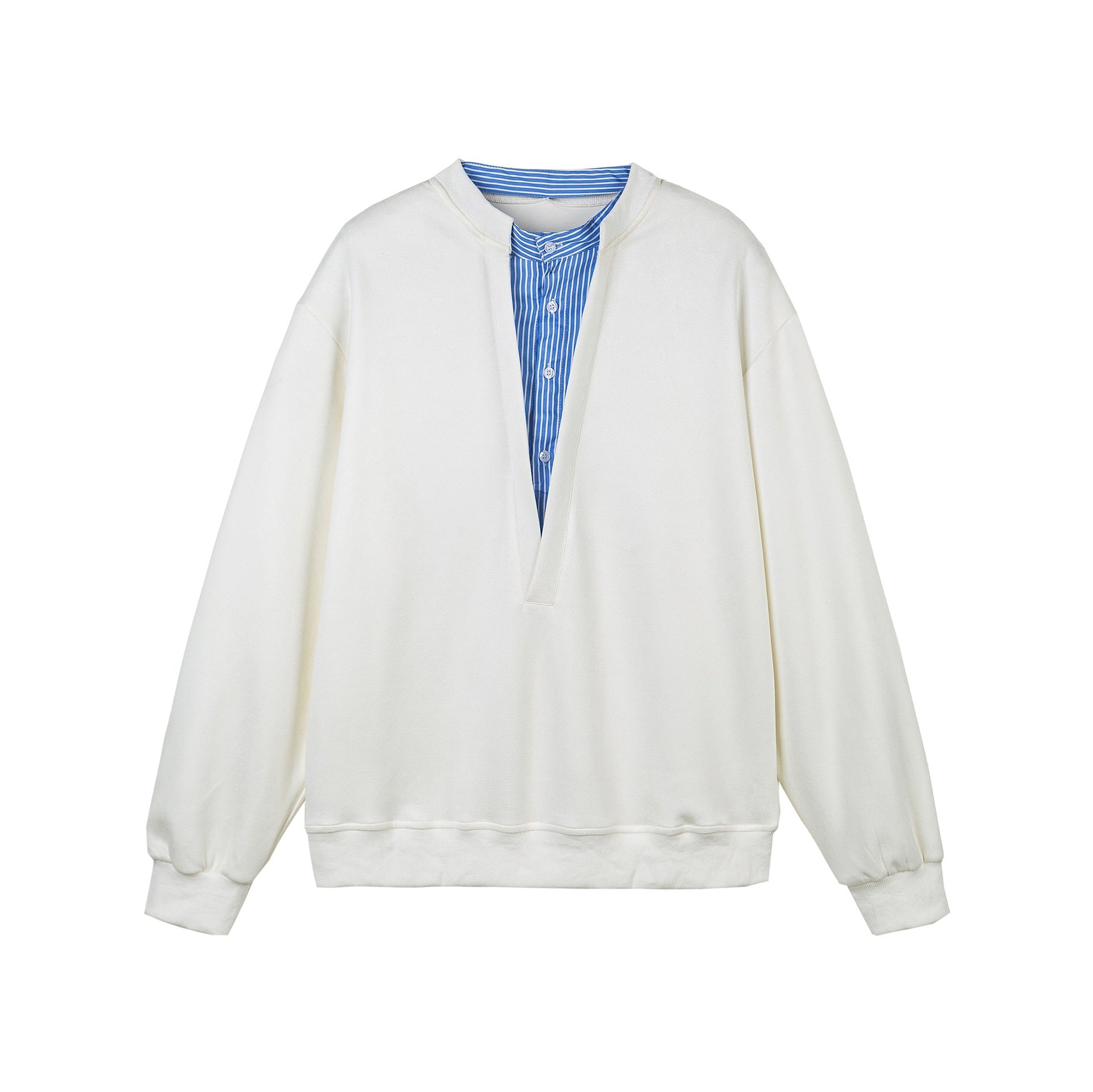 Women Cropped Oversized Sweatshirt with integrated blouse insert and V-neck Chichicherry