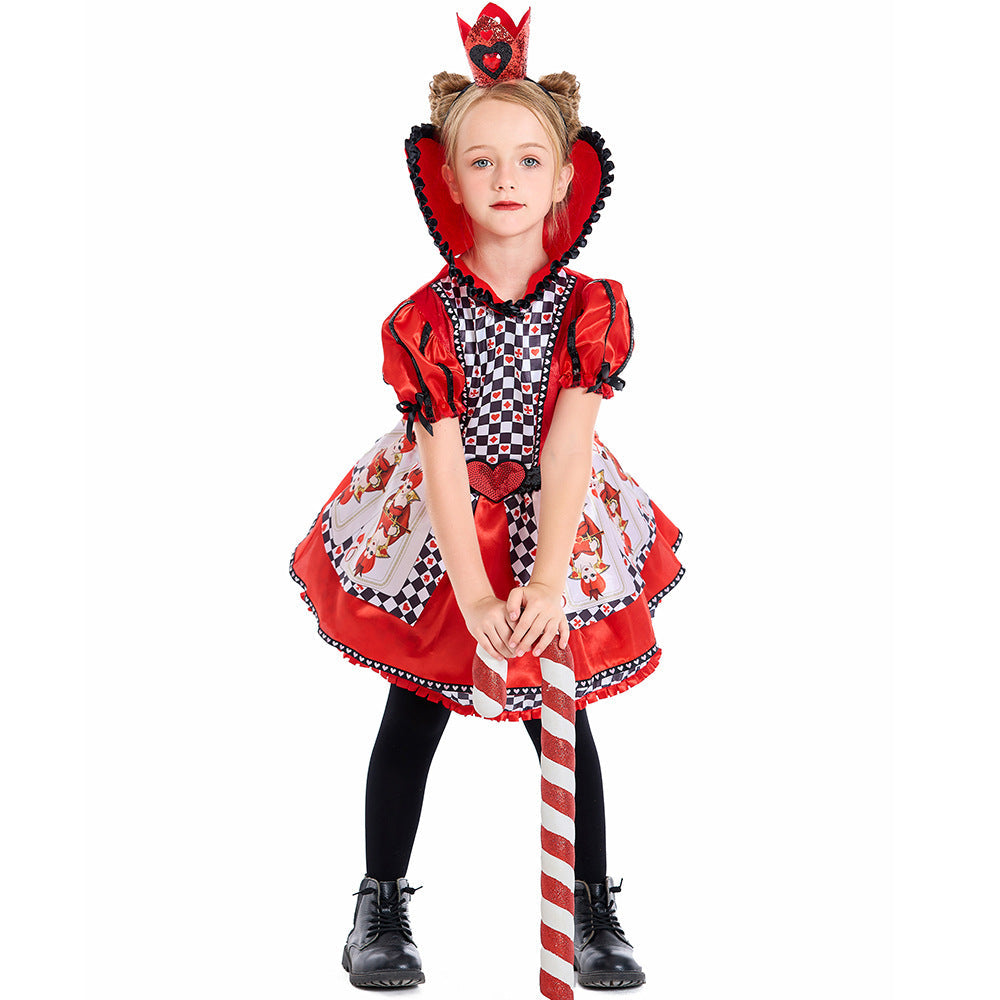 Girls Fairytale Heart Lady Costume with Crown and Tulle Skirt Chichicherry
