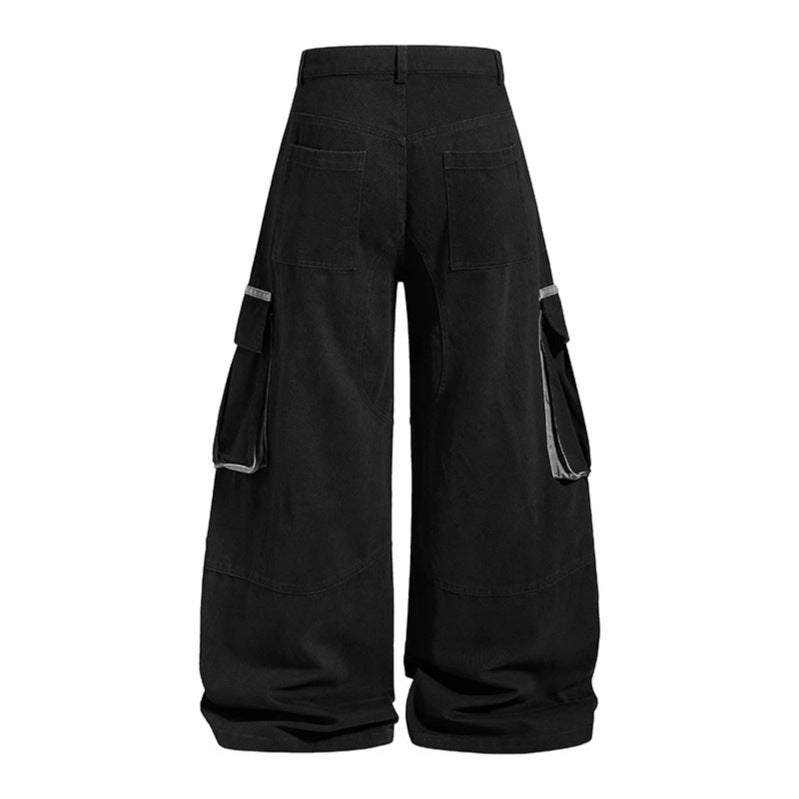 Women's Wide Cargo Culotte Pants with High Waist, Large Flap Pockets and Distinctive Stitching Details Chichicherry