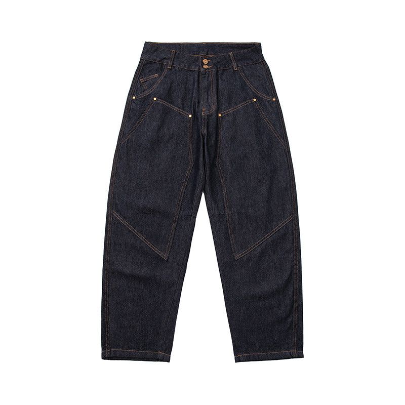 Women's high-waisted cropped jeans with wide leg, inset seams and utility pockets Chichicherry