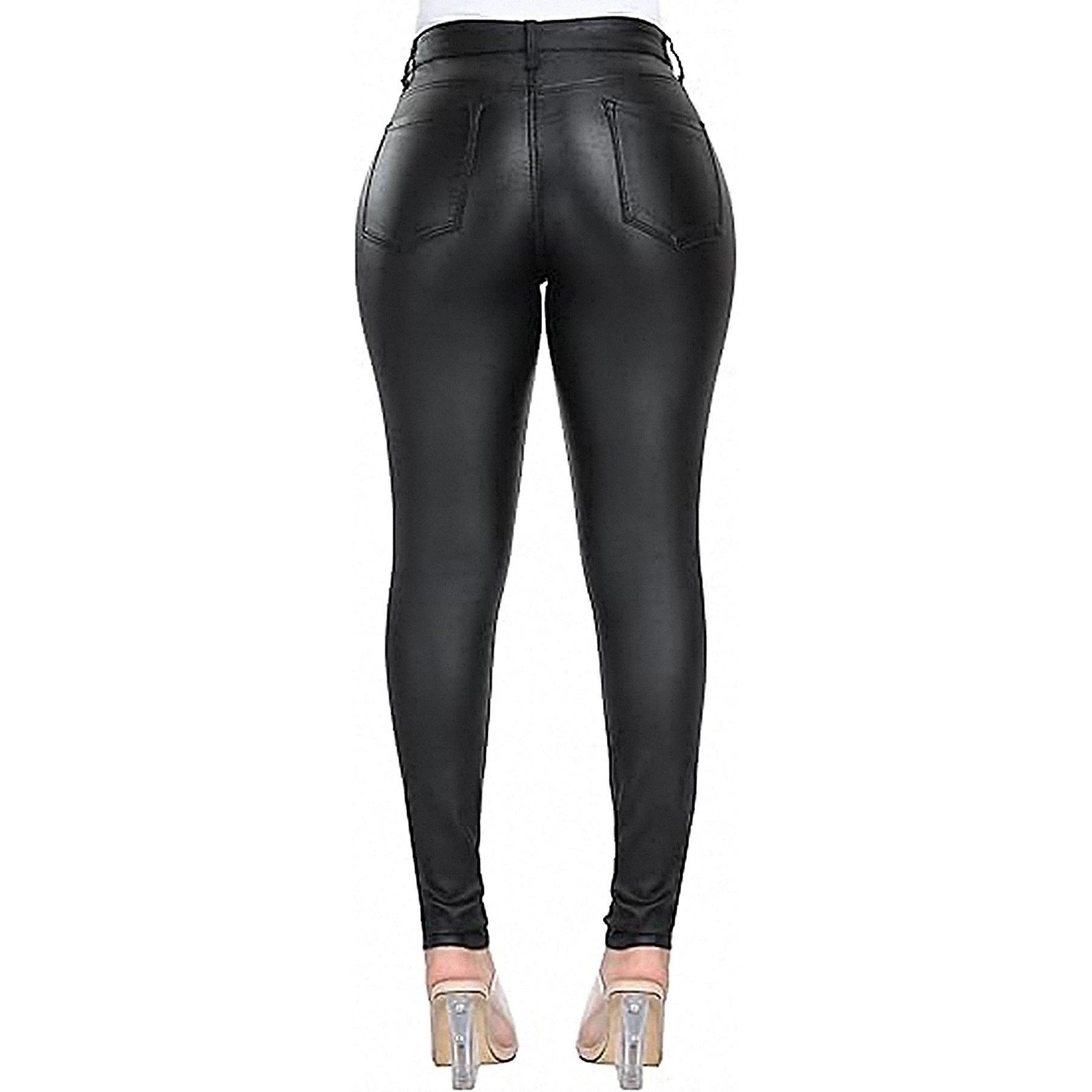 Women High-Waist Skinny-Leggings in Leather Look Chichicherry