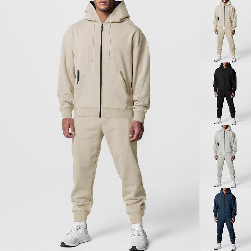 Men's Complete Sweatset with Zipper Hoodie and Tapered Jogging Pants Chichicherry