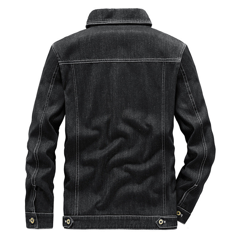 Men's jeans jacket in utility look with patch pockets and mesh lining Chichicherry
