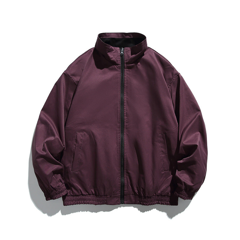 Unisex Boxy transitional jacket made of technical cotton blend with stand-up collar, front zipper, and concealed chest flap Chichicherry