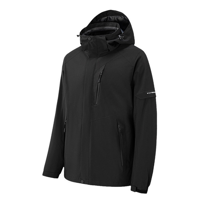 Men's waterproof three-layer softshell outdoor jacket with adjustable hood and welded zippers Chichicherry