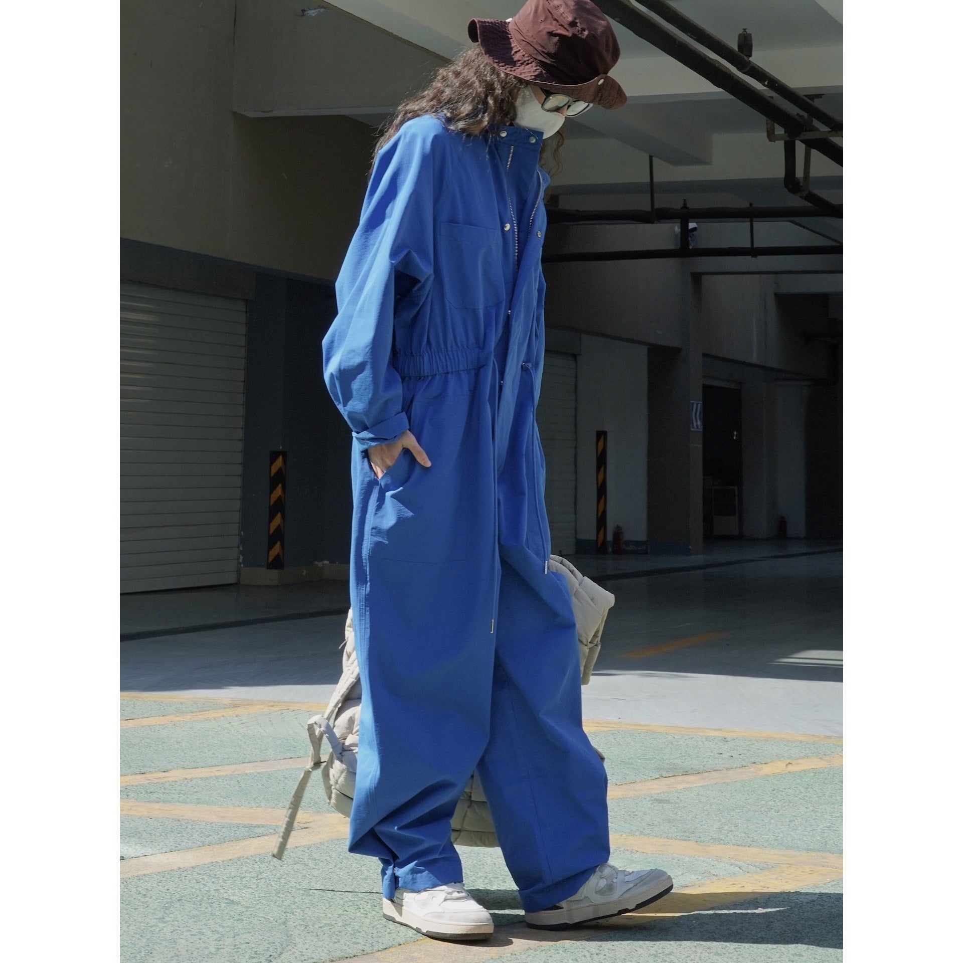 Women's Casual Utility Overall with Drawstring Waist and Multifunction Pockets Chichicherry
