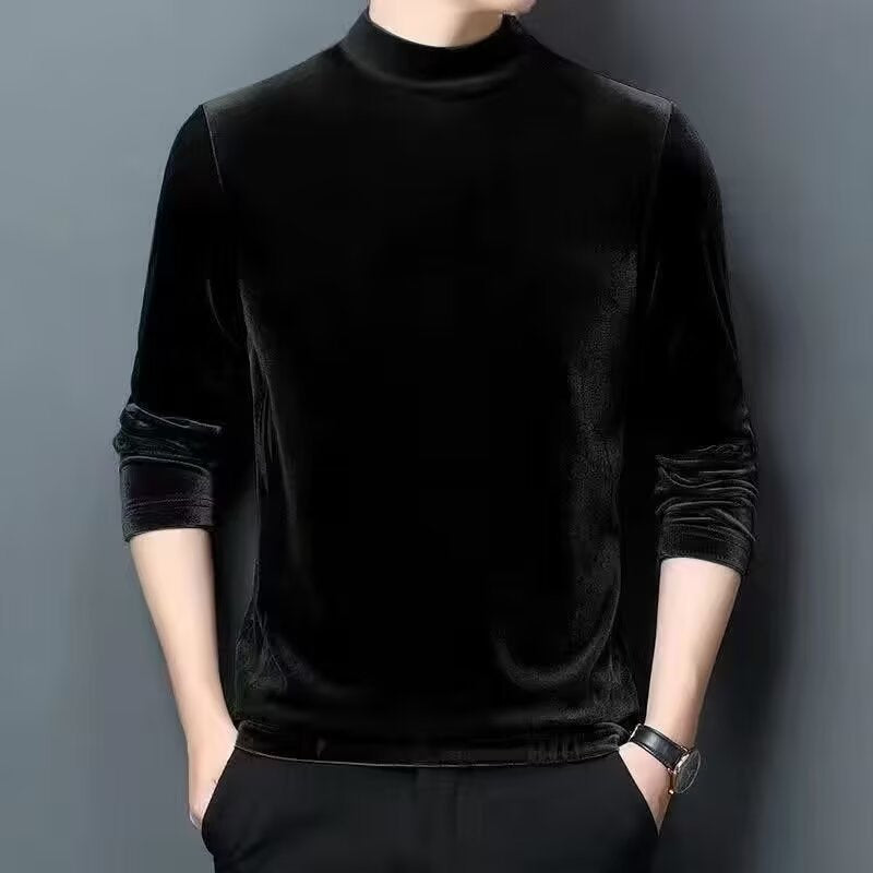 Herren Feiner Samt-Halbrollkragenpullover Slim-Fit Chichicherry