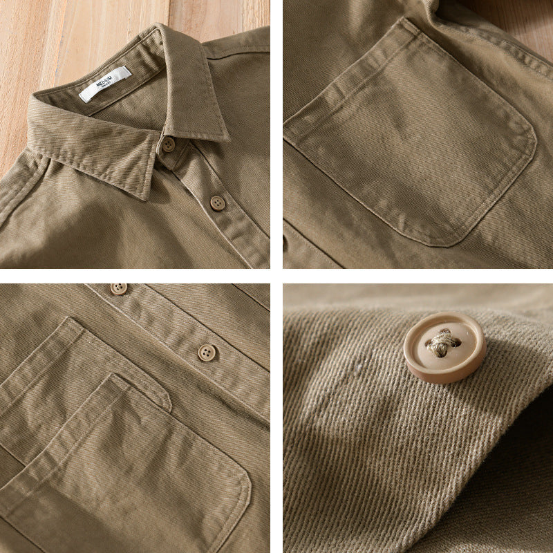 Men's utility overshirt made of cotton twill with double chest pockets and casual fit Chichicherry