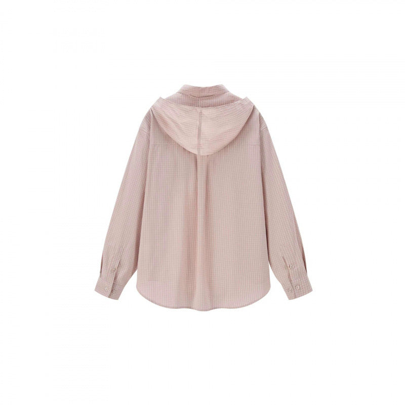 Women’s check shirt with attached scarf detail and casual oversized silhouette Chichicherry