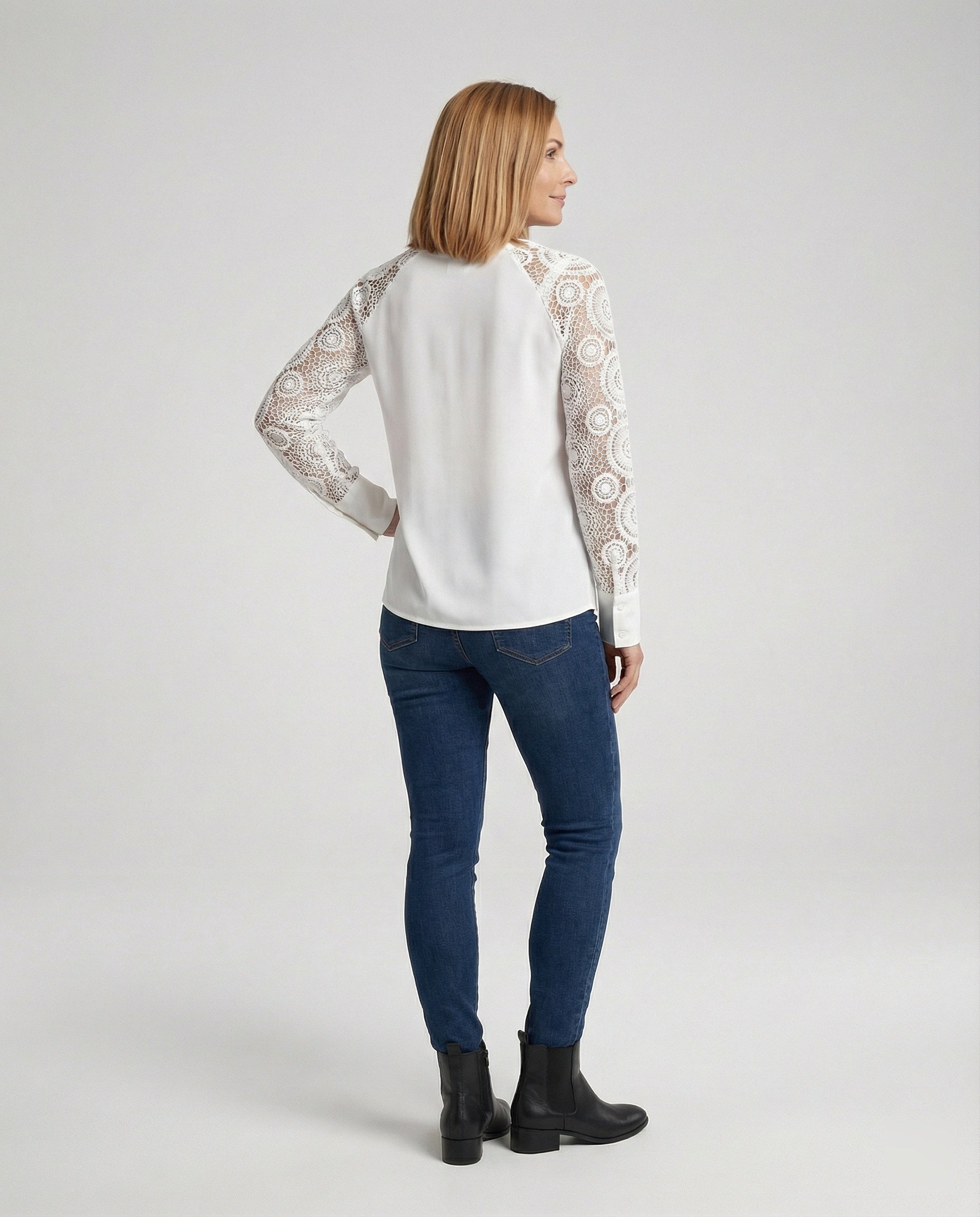 Ladies Blouse Chiffon Lace elegant
