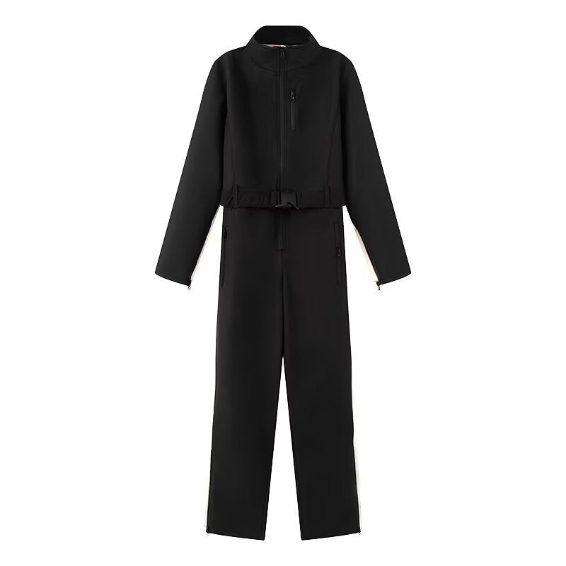 Women’s Utility Overall with High Collar, Functional Zippers and Waist Belt Chichicherry