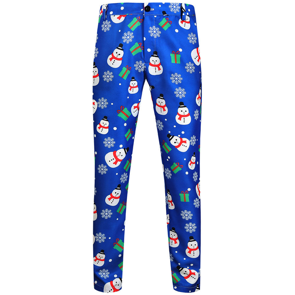Men's Christmas Slim-Fit Chino Pants with Allover Santa Print and Stretch Comfort Chichicherry