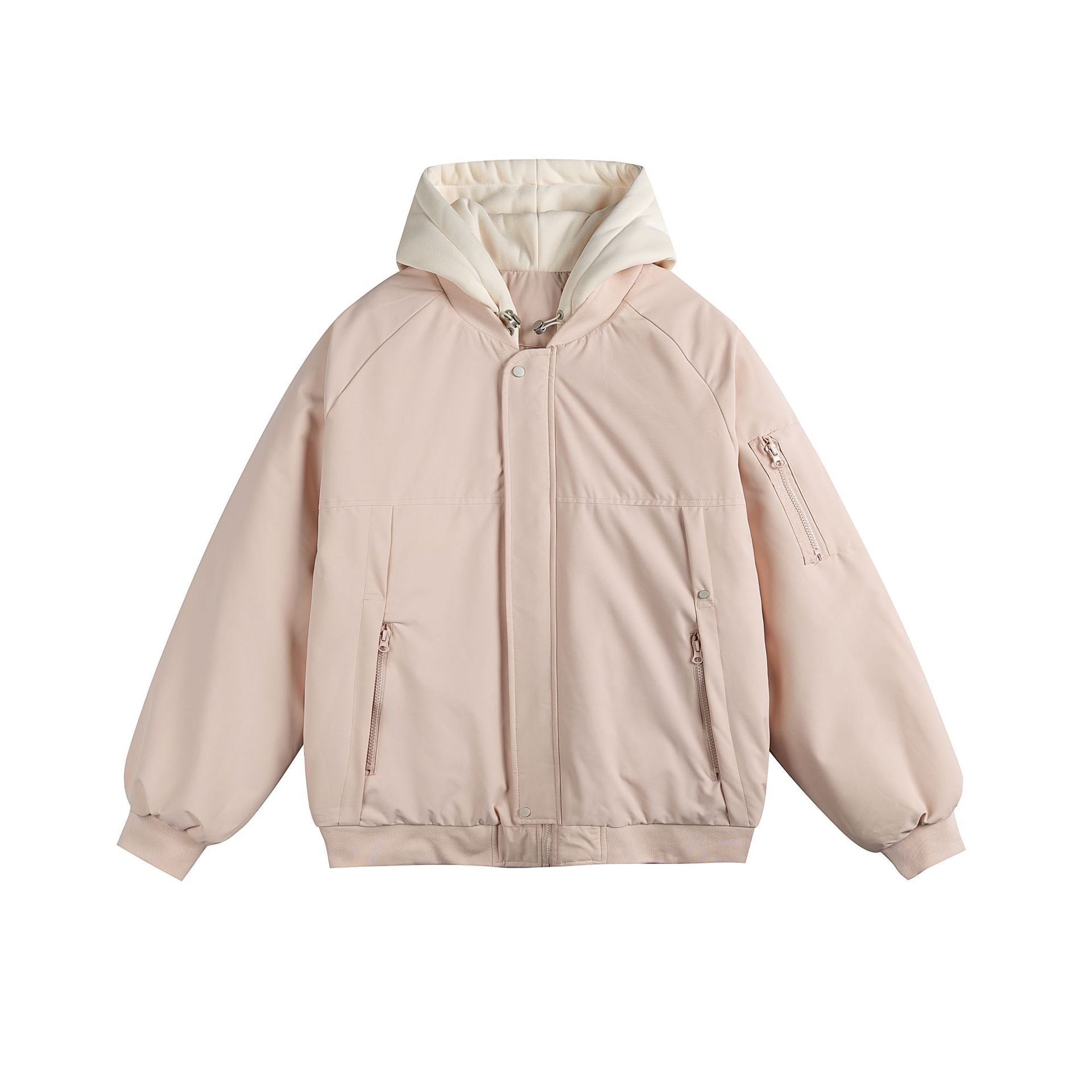 Men's Padded Oversize Bomber Jacket with Contrast Lined Hood and Sleeve Zipper Chichicherry