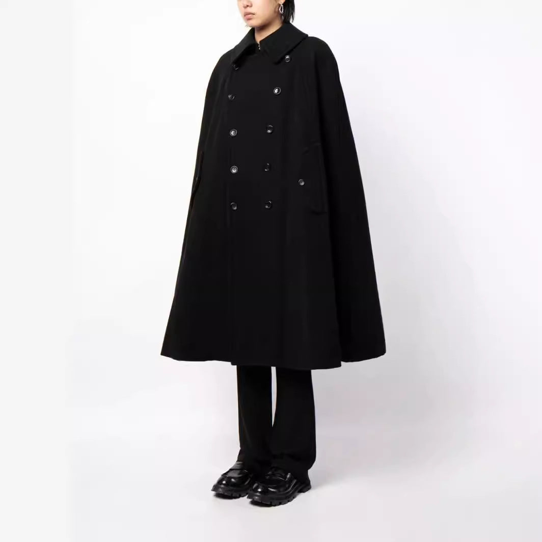 Men's double-breasted cape coat made of wool blend with cape cut Chichicherry