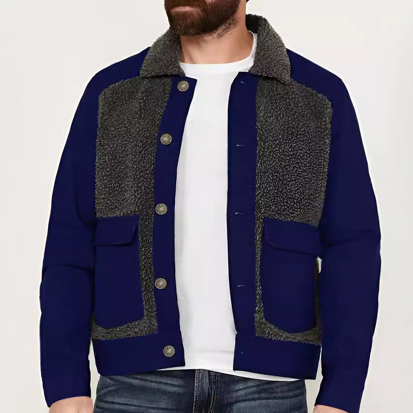 Herren Overshirt-Jacke mit Teddyfutter, aufgesetzten Pattentaschen und Knopfleiste Chichicherry