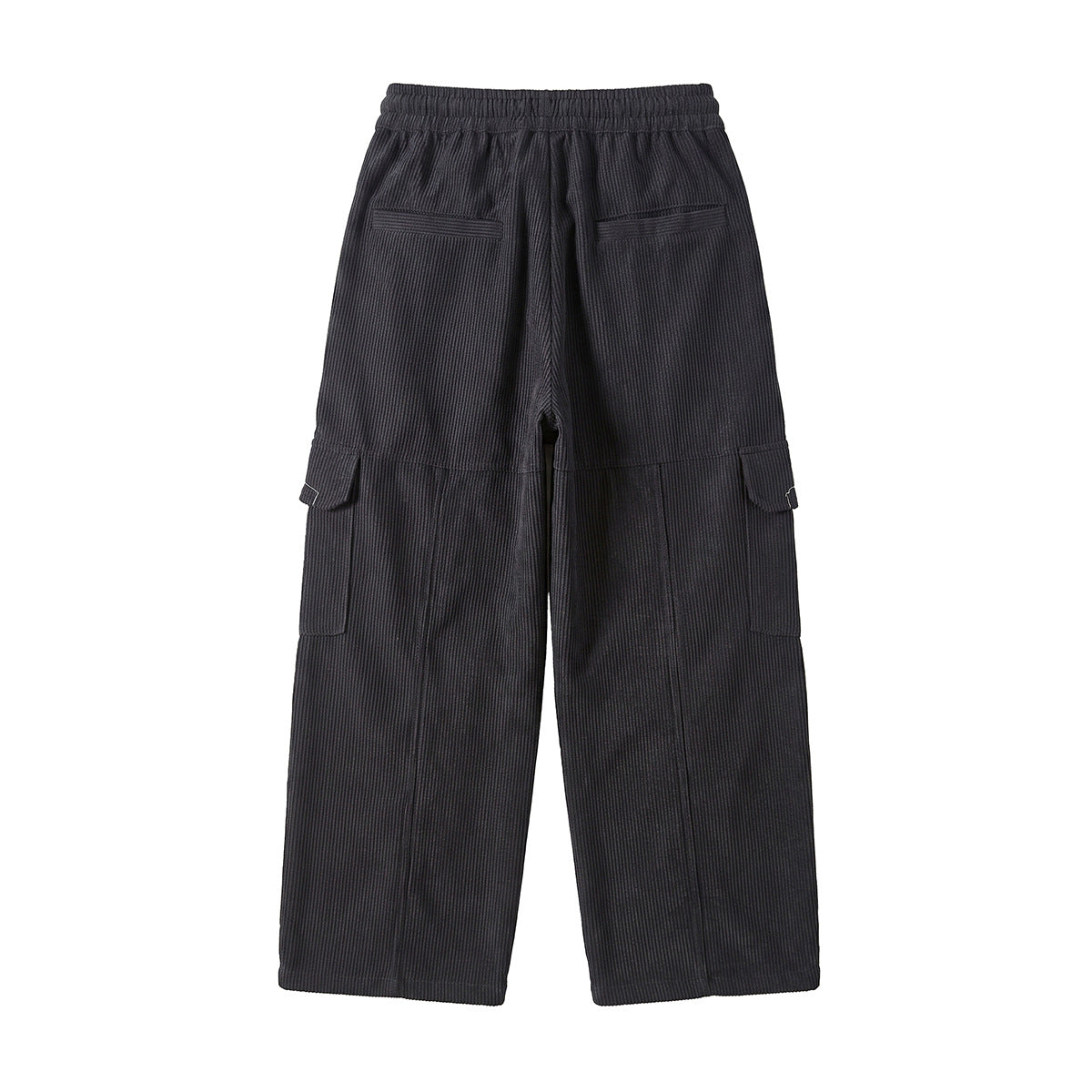 Women's wide high-waisted cargo pants made of fine corduroy with drawstring Chichicherry