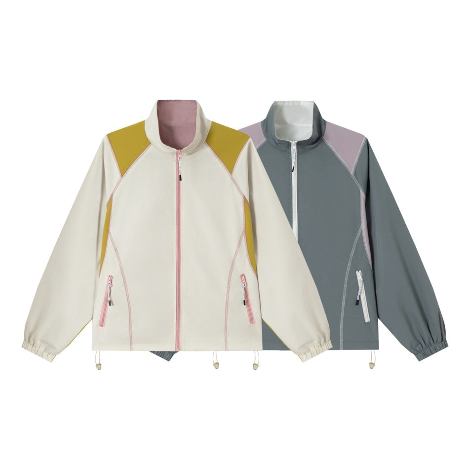 Unisex Lightweight Softshell Training Jacket with Stand-Up Collar, Contrast Panels and Drawstring Chichicherry