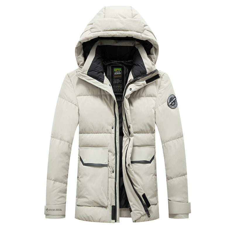 Men's Thermo Quilted Jacket with Down Mix, Windproof Hood and Multifunctional Pockets Chichicherry