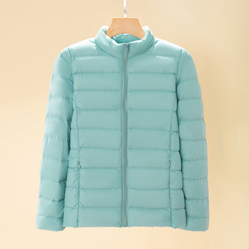 Women ultralight quilted down jacket with stand-up collar and zipper Chichicherry
