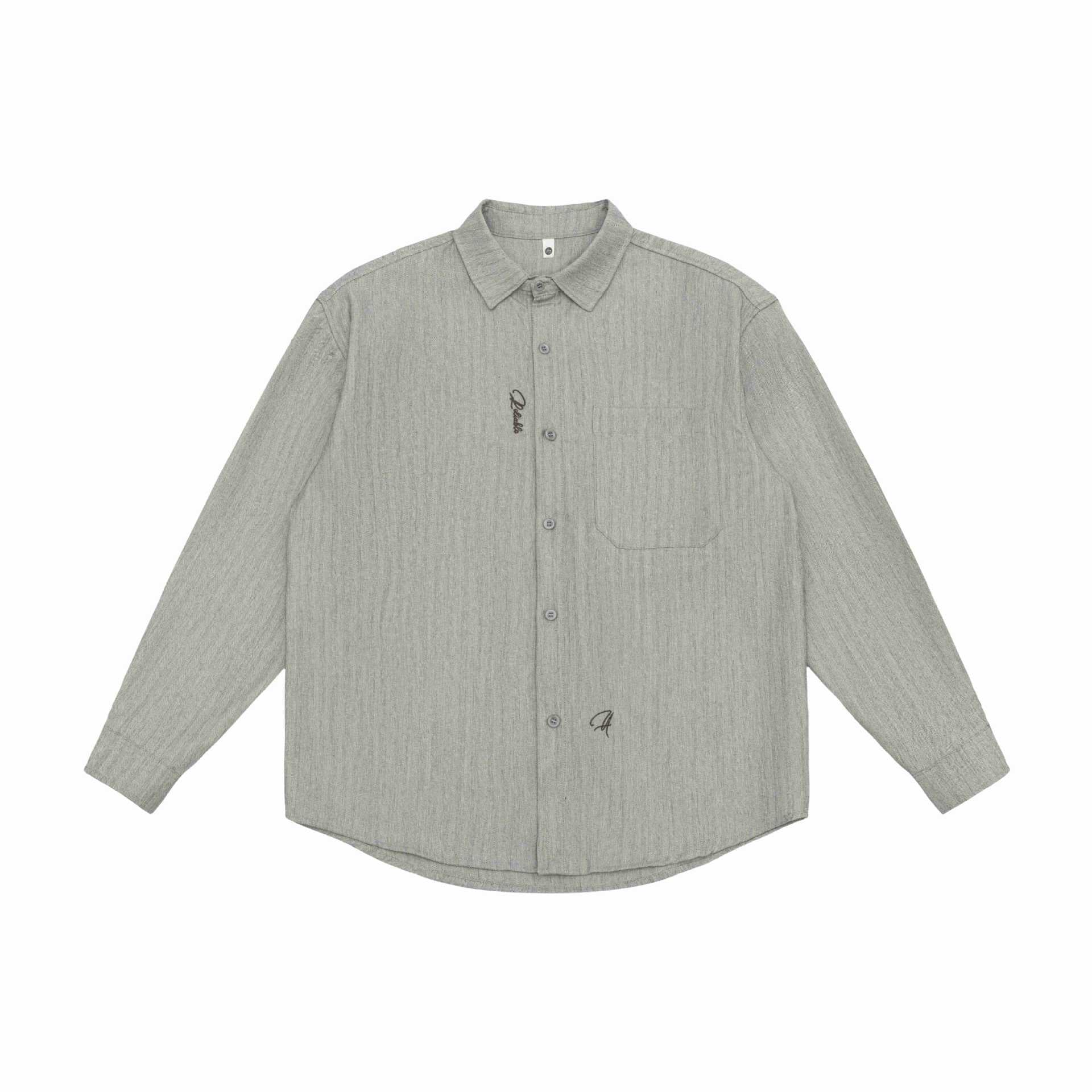 Unisex Oversized Shirt Jacket made of textured linen blend with chest pocket Chichicherry