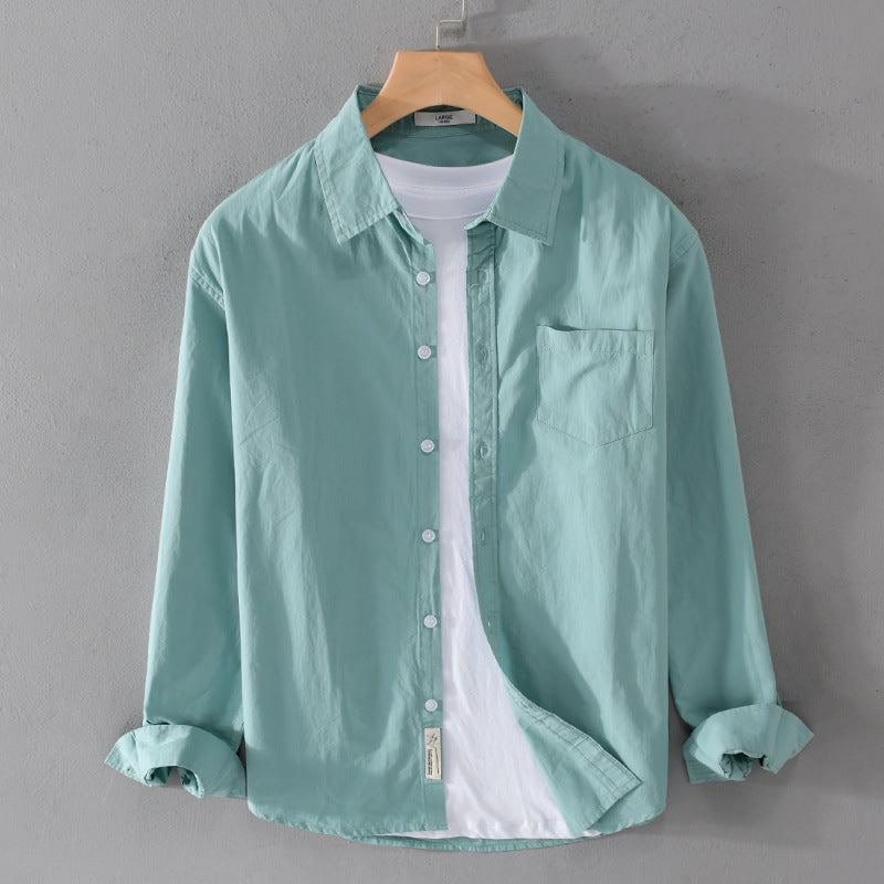 Men's Lightweight Cotton-Linen Overshirt with Chest Pocket and Relaxed Fit Chichicherry