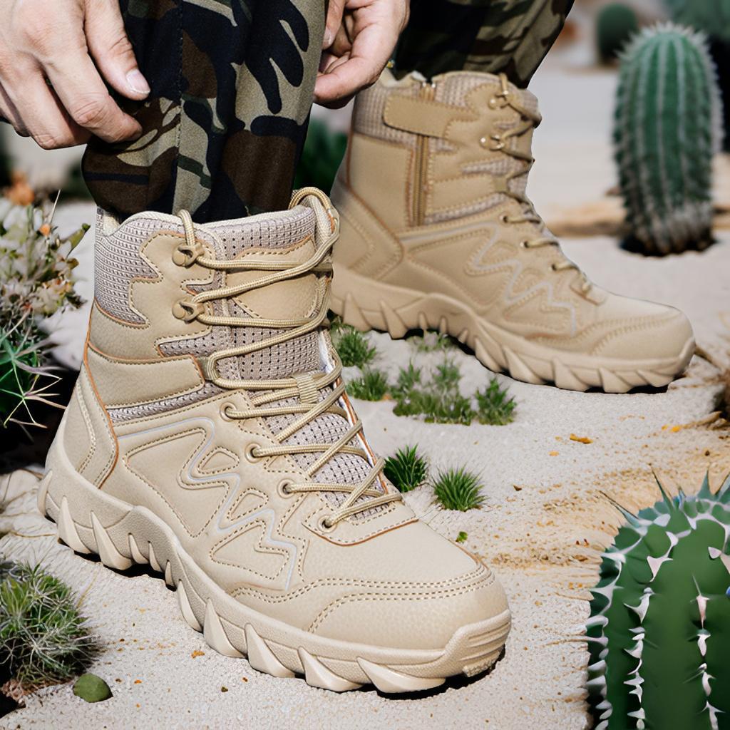 Men's Breathable Desert Deployment Boots with Side Zipper and Profiling Offroad Grip Chichicherry