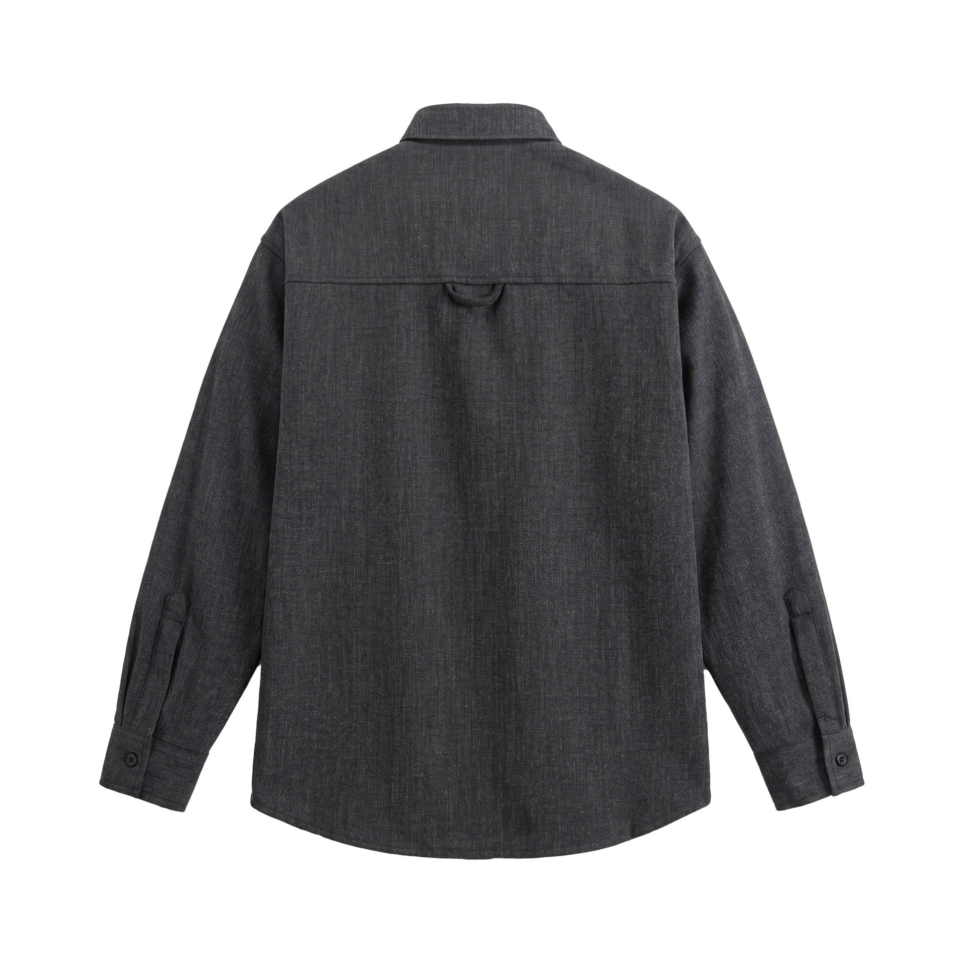 Men's Oversized Shirt Jacket in Light Denim Look with Visible Decorative Seams Chichicherry