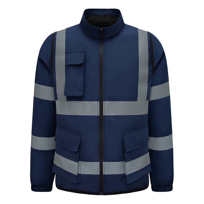 Unisex nano high-visibility warning jacket with reflective stripes and multifunctional outer pockets Chichicherry