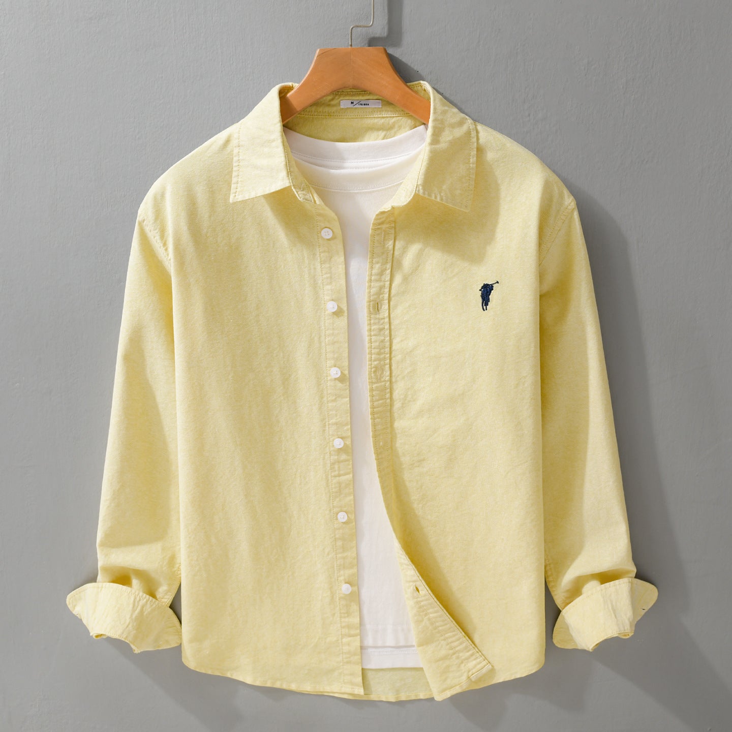 Men's Lightweight Oxford Shirt Relaxed Fit with Subtle Chest Embroidery and Soft Vintage Wash Chichicherry