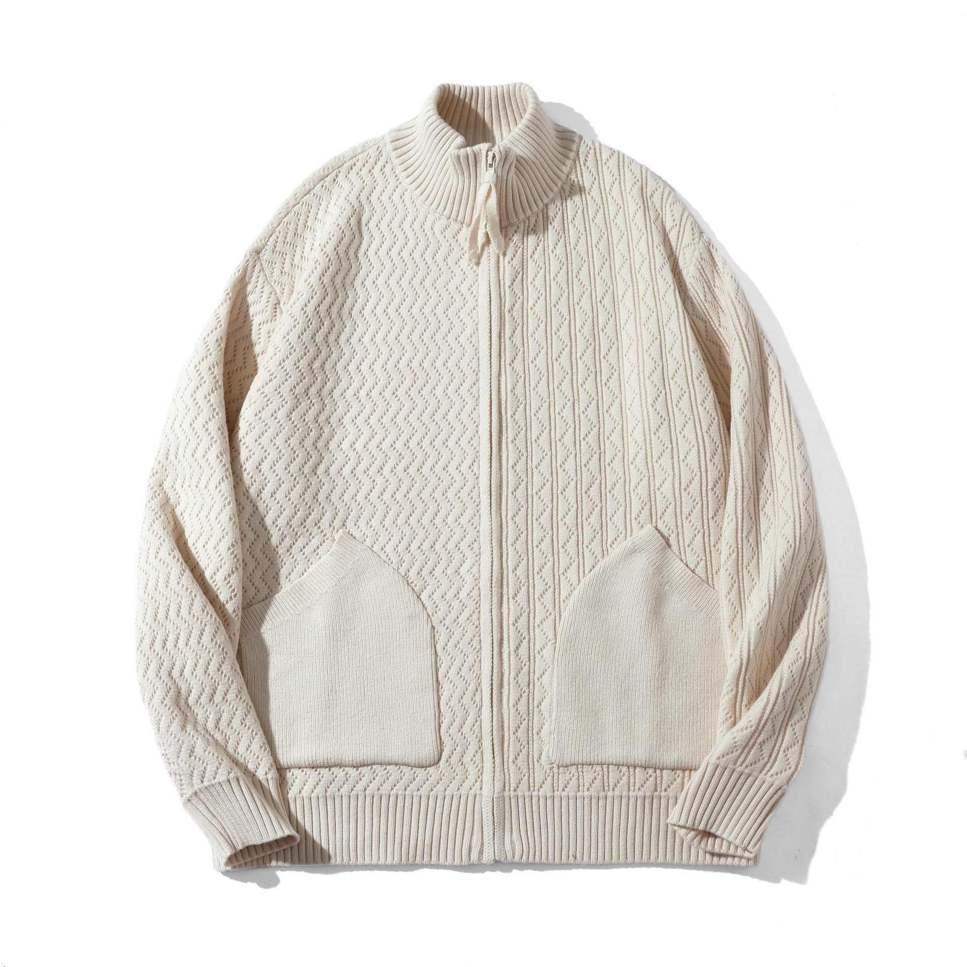 Unisex structured knit zip jacket with high ribbed collar and kangaroo pockets Chichicherry