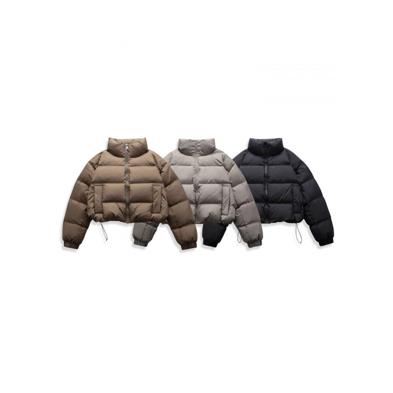 Women's short quilted winter jacket in cropped style with high stand-up collar Chichicherry