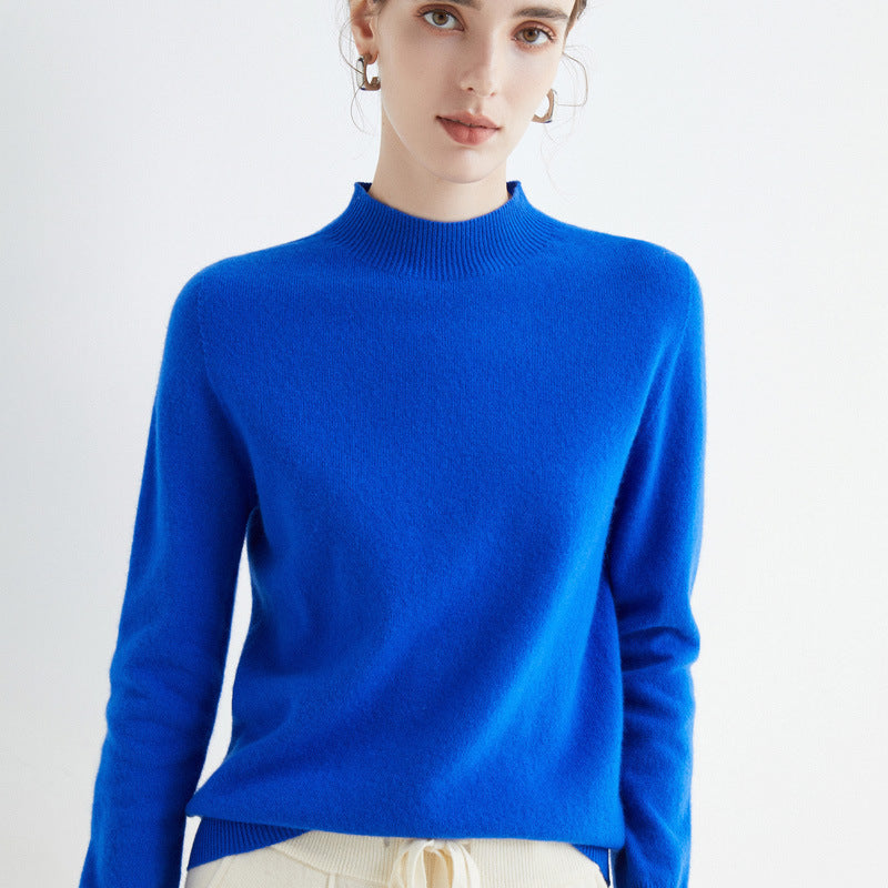 Ladies short mock neck pullover made of cashmere look with a light fuzzy appearance Chichicherry